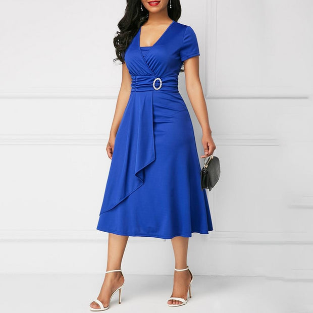 Elegant Asymmetric Long Dress for Women in High-Quality Polyester – Versatile Ladies Dress for Any Occasion-Cramta