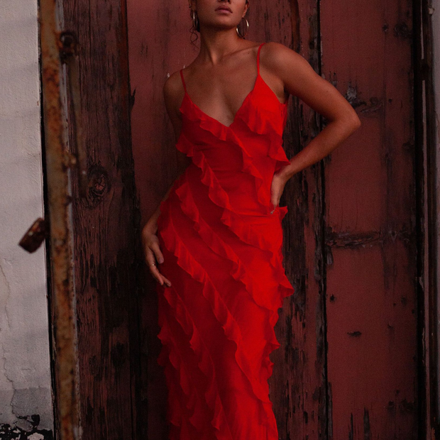 Elegant Backless Maxi Dress with Embellishments – 100% Polyester, Perfect for Any Occasion-Cramta