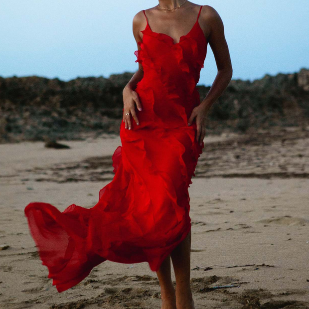Elegant Backless Maxi Dress with Embellishments – 100% Polyester, Perfect for Any Occasion-Cramta