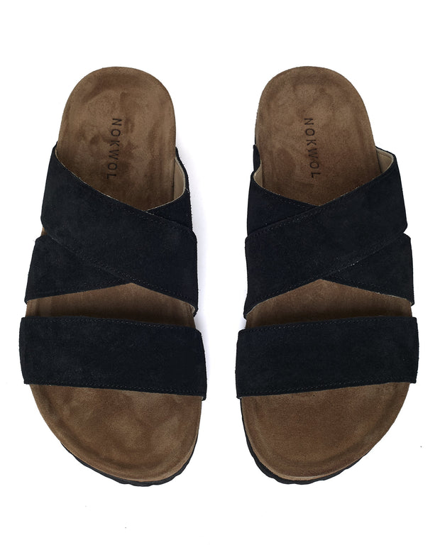 Elegant Black Suede Sandals for Men and Women – Comfortable Lightweight Rubber Sole for Casual Summer Wear