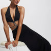 Elegant Diamond Wrap Dress with Rhinestone Detail – Handmade Polyester Fashion-Cramta