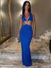 Elegant Diamond Wrap Dress with Rhinestone Detail – Handmade Polyester Fashion-Cramta