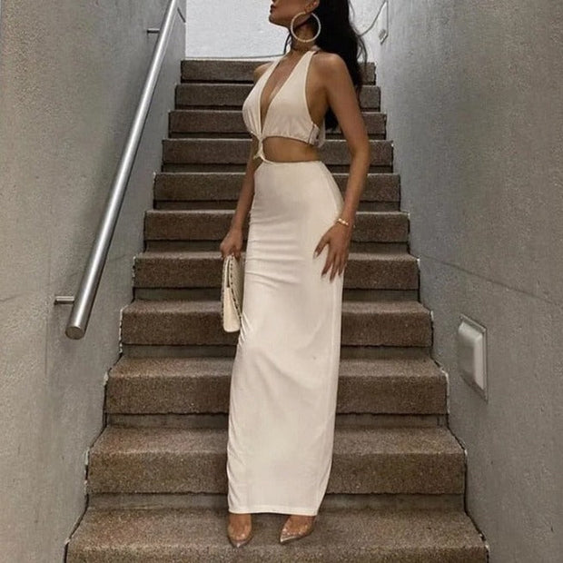 Elegant Diamond Wrap Dress with Rhinestone Detail – Handmade Polyester Fashion-Cramta