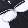 Elegant Diamond Wrap Dress with Rhinestone Detail – Handmade Polyester Fashion-Cramta