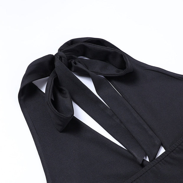 Elegant Diamond Wrap Dress with Rhinestone Detail – Handmade Polyester Fashion-Cramta