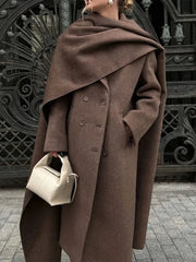Elegant Drape Coat with Double-Breasted Design – Luxe Statement Outerwear for Cooler Seasons