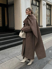 Elegant Drape Coat with Double-Breasted Design – Luxe Statement Outerwear for Cooler Seasons