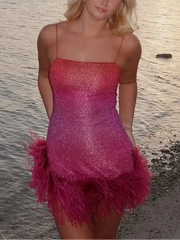 Elegant Glitter Halter Dress in Premium Polyester Blend – Slight Stretch for Comfort-Cramta