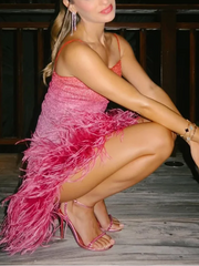 Elegant Glitter Halter Dress in Premium Polyester Blend – Slight Stretch for Comfort-Cramta