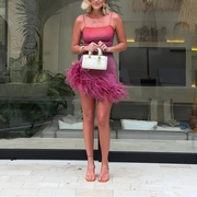 Elegant Glitter Halter Dress in Premium Polyester Blend – Slight Stretch for Comfort-Cramta