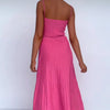 Elegant Knitted Pleated Long Dress for Women – Comfortable Maxi Dress in High-Quality Polyester and Spandex-Cramta