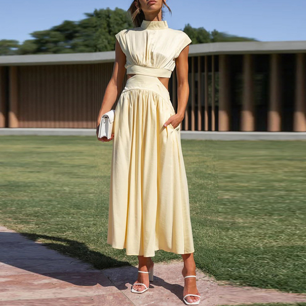 Elegant Long Maxi Dress with Embellishments – 100% Polyester, Perfect for Any Occasion-Cramta