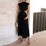 Elegant Long Maxi Dress with Embellishments – 100% Polyester, Perfect for Any Occasion-Cramta