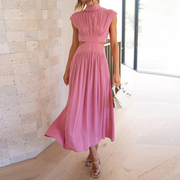 Elegant Long Maxi Dress with Embellishments – 100% Polyester, Perfect for Any Occasion-Cramta