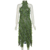 Elegant Long Sleeve Maxi Dress for Women with Tassel Detail - Premium Polyester Fabric-Cramta