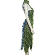 Elegant Long Sleeve Maxi Dress for Women with Tassel Detail - Premium Polyester Fabric-Cramta
