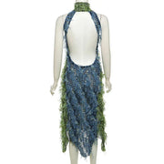 Elegant Long Sleeve Maxi Dress for Women with Tassel Detail - Premium Polyester Fabric-Cramta