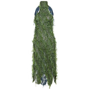 Elegant Long Sleeve Maxi Dress for Women with Tassel Detail - Premium Polyester Fabric-Cramta