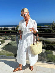 Elegant Polyester Dress with Slight Stretch – Available in Multiple Sizes-Cramta