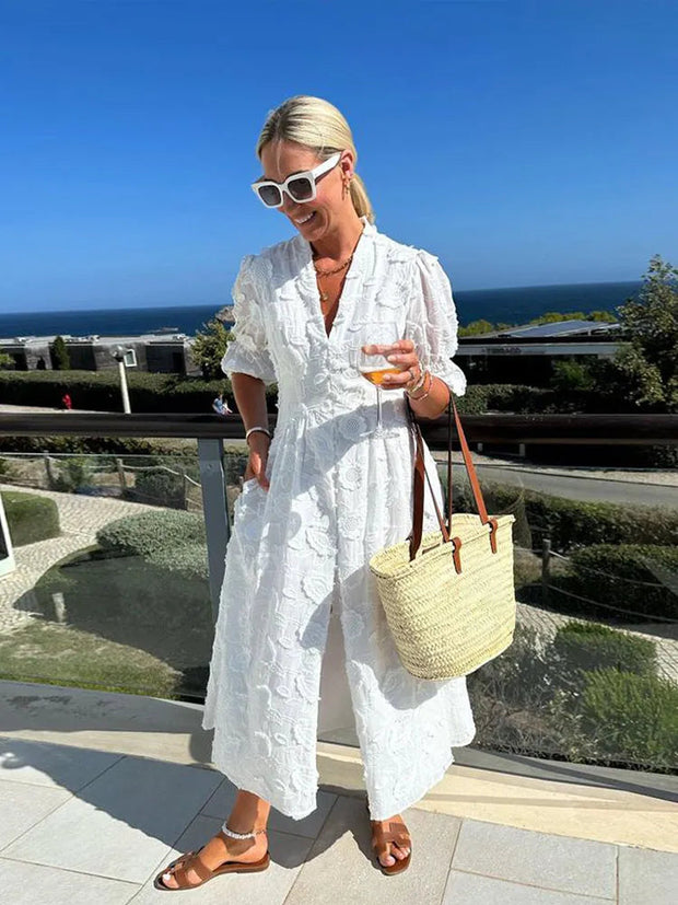 Elegant Polyester Dress with Slight Stretch – Available in Multiple Sizes-Cramta
