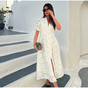 Elegant Polyester Dress with Slight Stretch – Available in Multiple Sizes-Cramta