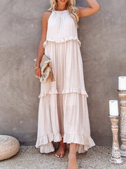Elegant Ruffle Women's Dress – High-Quality Polyester Summer Cocktail Dress for Formal Occasions, Available in Multiple Sizes-Cramta