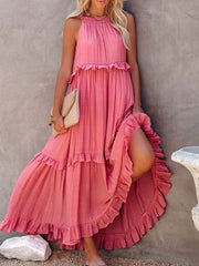 Elegant Ruffle Women's Dress – High-Quality Polyester Summer Cocktail Dress for Formal Occasions, Available in Multiple Sizes-Cramta