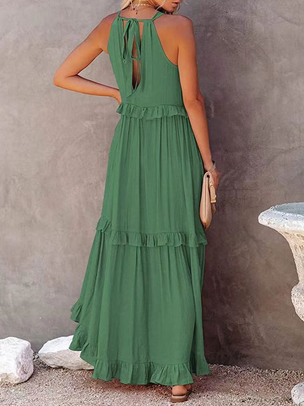 Elegant Ruffle Women's Dress – High-Quality Polyester Summer Cocktail Dress for Formal Occasions, Available in Multiple Sizes-Cramta