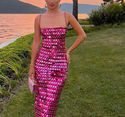Elegant Sequin Dress for Women - Medium Stretch Polyester and Acetate-Cramta