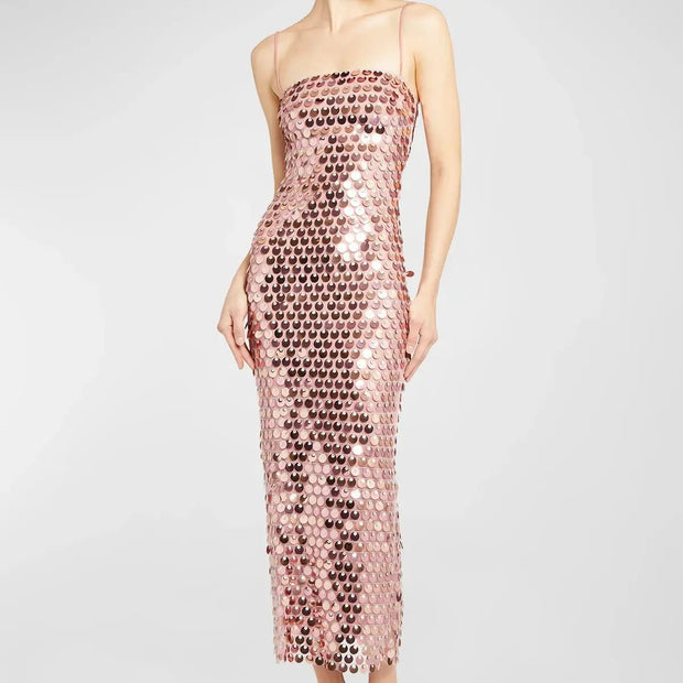 Elegant Sequin Dress for Women - Medium Stretch Polyester and Acetate-Cramta
