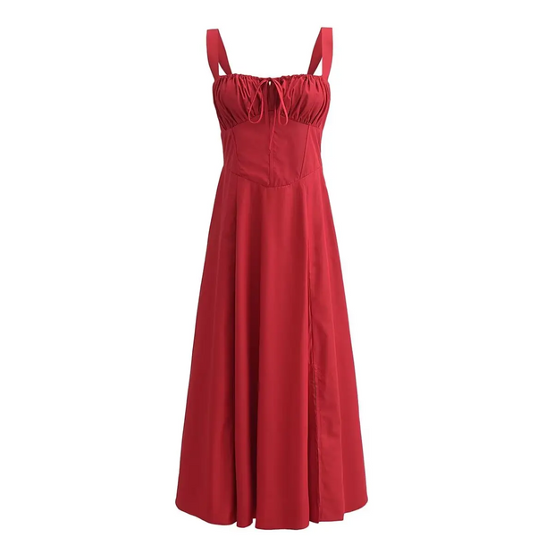 Elegant Sleeveless Midi Dress for Women – 100% Polyester, Perfect for Any Occasion-Cramta