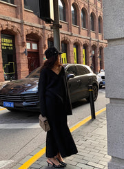 Elegant Soft Knit Sweater and Maxi Skirt Set for Chic Cold-Weather Style