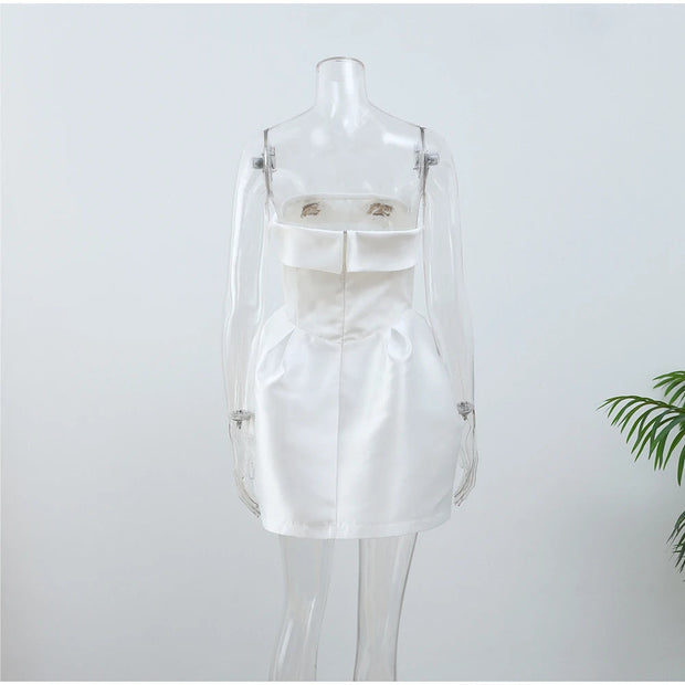 Elegant Strapless Dress in 100% Polyester – Perfect for Any Occasion-Cramta