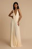 Elegant Women's Black Maxi Dress with Plunging V-Neckline and Open-Back Design – Size M
