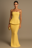 Elegant Women's Strapless Maxi Dress in Black – Size M, 100% Polyester