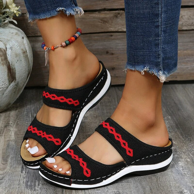 Ergonomic Women's Comfort Sandals – Black, Size 8 with Supportive Design