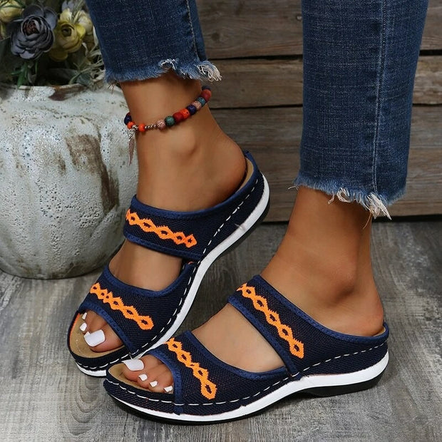Ergonomic Women's Comfort Sandals – Black, Size 8 with Supportive Design