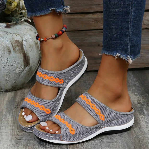 Ergonomic Women's Comfort Sandals – Black, Size 8 with Supportive Design