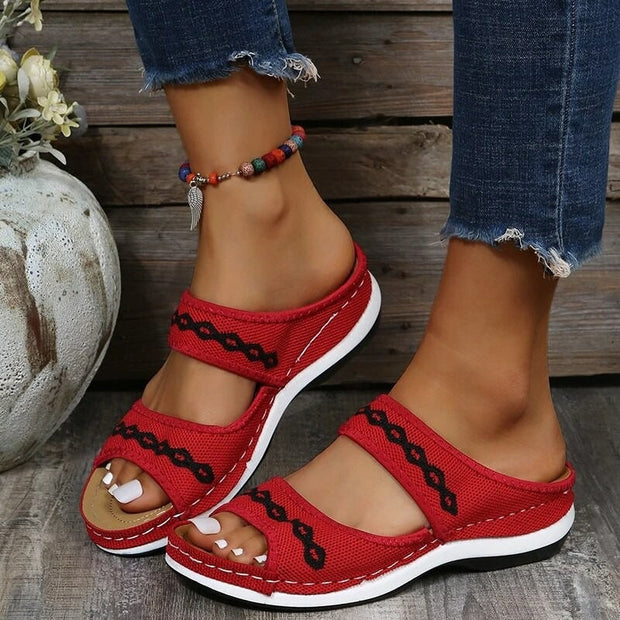 Ergonomic Women's Comfort Sandals – Black, Size 8 with Supportive Design