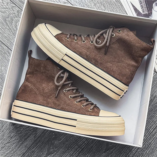 Aurelia Leather – High-top suede sneakers with platform sole for an elegant look and ultimate comfort-Cramta