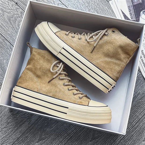 Aurelia Leather – High-top suede sneakers with platform sole for an elegant look and ultimate comfort-Cramta
