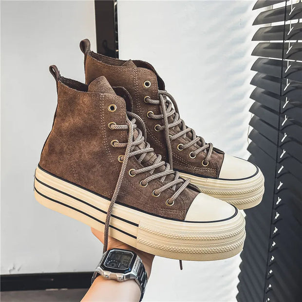 Aurelia Leather – High-top suede sneakers with platform sole for an elegant look and ultimate comfort-Cramta