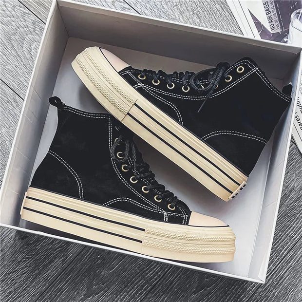 Aurelia Leather – High-top suede sneakers with platform sole for an elegant look and ultimate comfort-Cramta