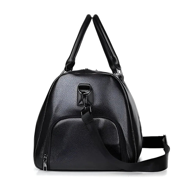 Valmora Vegan Leather Travel Bag Black – Elegance and Practicality for Your Adventures-Cramta