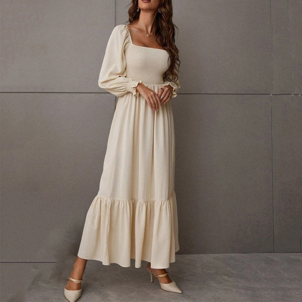 Flare Sleeve Maxi Dress in High-Quality Polyester – Perfect for Any Occasion-Cramta