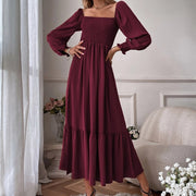 Flare Sleeve Maxi Dress in High-Quality Polyester – Perfect for Any Occasion-Cramta