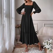 Flare Sleeve Maxi Dress in High-Quality Polyester – Perfect for Any Occasion-Cramta
