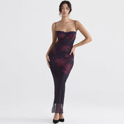 Floral Maxi Dress for Women with Handmade Zipper Closure – High-Quality Long Dress in Polyester-Cramta