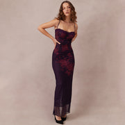Floral Maxi Dress for Women with Handmade Zipper Closure – High-Quality Long Dress in Polyester-Cramta