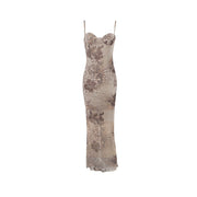 Floral Maxi Dress for Women with Handmade Zipper Closure – High-Quality Long Dress in Polyester-Cramta